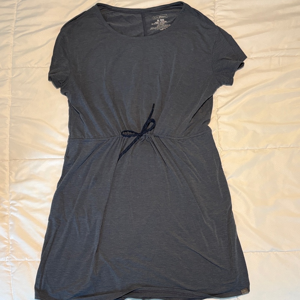 LL Bean Slate Blue Heather Tie-Waist Dress
